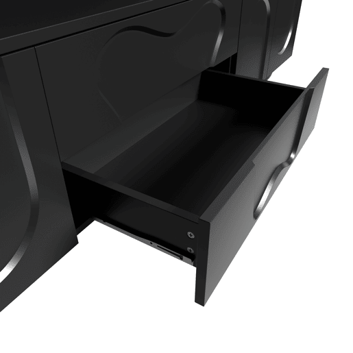 Móvel de TV 180 cm - Minimalista, elegante com pés de madeira - Preto