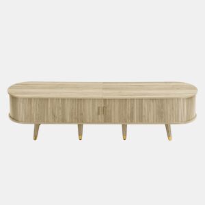 Móvel de TV baixo - com portas de correr, suporte para TV, design exclusivo - Madeira