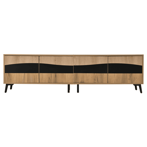 Móvel de TV 180x40x50 cm - Com 4 armários, 8 pernas, capacidade para 30 kg, design simétrico - Natural
