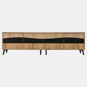 Móvel de TV 180x40x50 cm - Com 4 armários, 8 pernas, capacidade para 30 kg, design simétrico - Natural