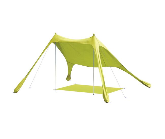 Outsunny carpa playa plegable 208x200 cm, toldo playa portátil para 2-4 personas con esterilla, upf50+, postes de aluminio, pala, estacas y bolsa