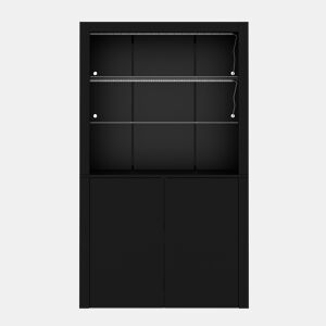 Vitrine 100x35x170 cm - Highboard com LED, 2 portas e prateleiras de vidro - Preto
