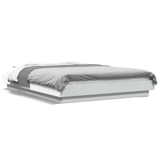 Estrutura De Cama De Casal c luzes LED - 135x190 cm derivados madeira branco