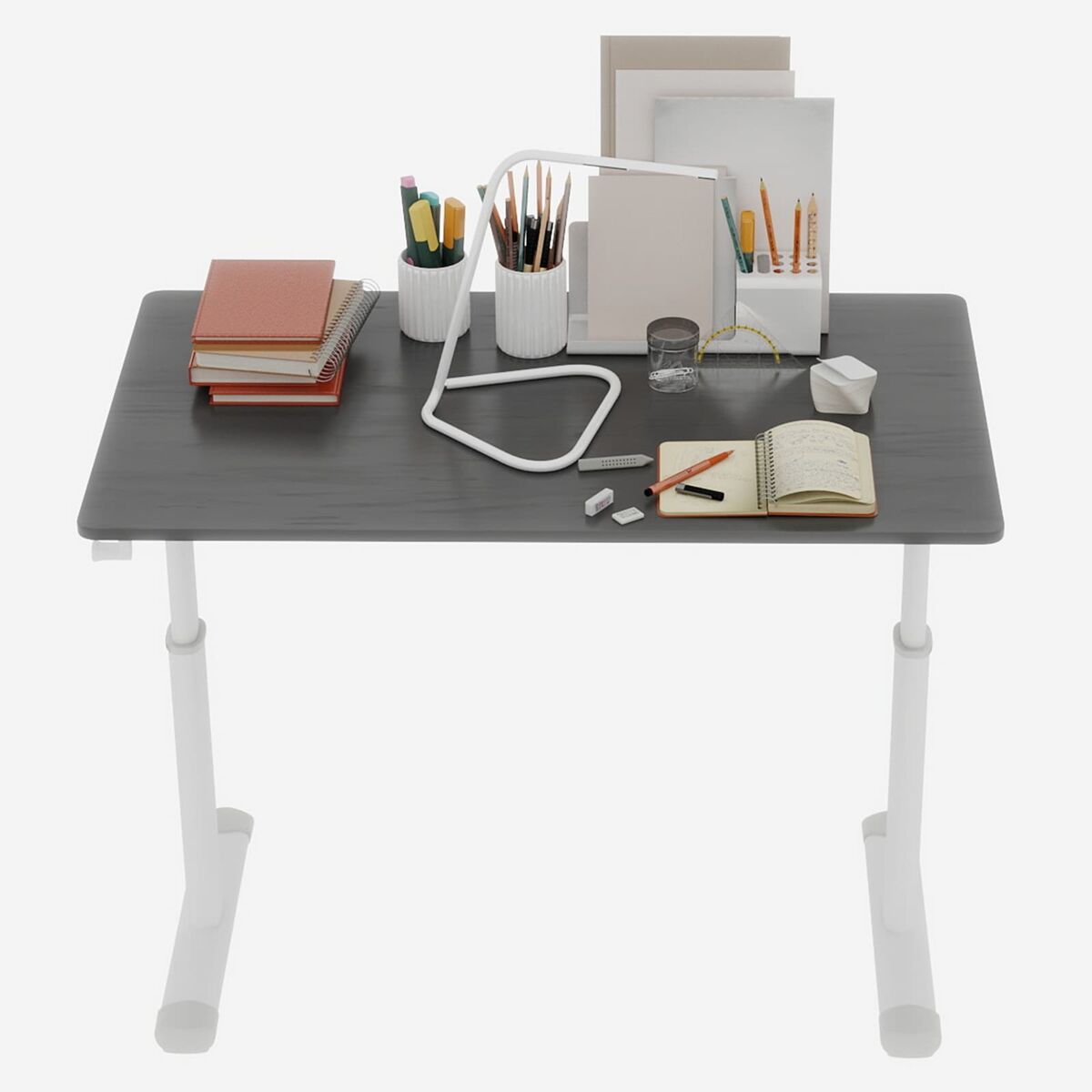 Escritorio ajustable para niños y adultos - altura regulable, multiusos - gris