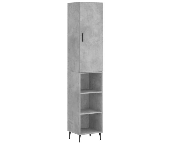Aparador - mueble de almacenamiento de madera contrachapada gris hormigón 34,5x34x180 cm es2676