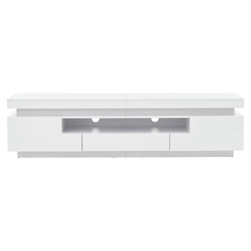 Móvel de TV 175x38x45 cm - 2 armários em L, 1 gaveta, com LED, adequado para TV de 75 - Branco
