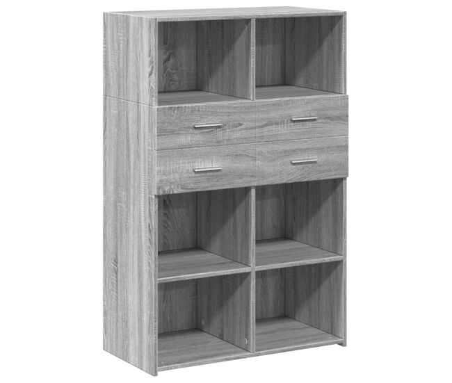 Aparador - mueble de almacenamiento de madera de ingeniería gris sonoma 80x42,5x124 cm es3470