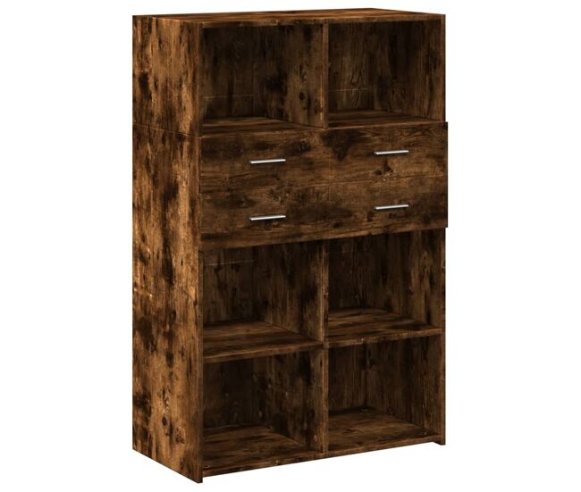 Aparador - mueble de almacenamiento de madera de ingeniería roble ahumado 80x42,5x124 cm es3640