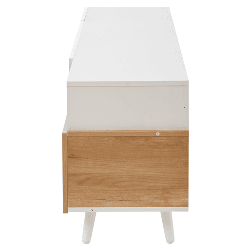 Móvel de TV 180x38x50 cm - Lowboard com 1 porta e 1 gaveta - 7 compartimentos - Branco + Natural
