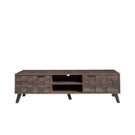 Móvel de TV 160,5x35,5 cm - 2 portas e 2 prateleiras abertas - Madeira escura