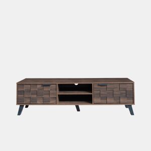 Móvel de TV 160,5x35,5 cm - 2 portas e 2 prateleiras abertas - Madeira escura