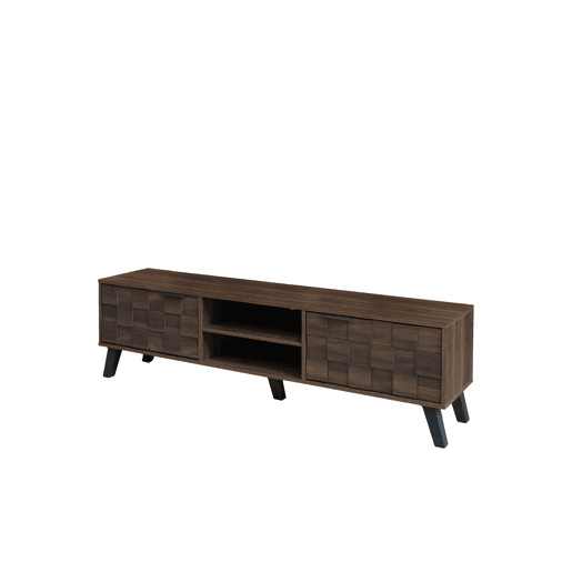 Móvel de TV 160,5x35,5 cm - 2 portas e 2 prateleiras abertas - Madeira escura