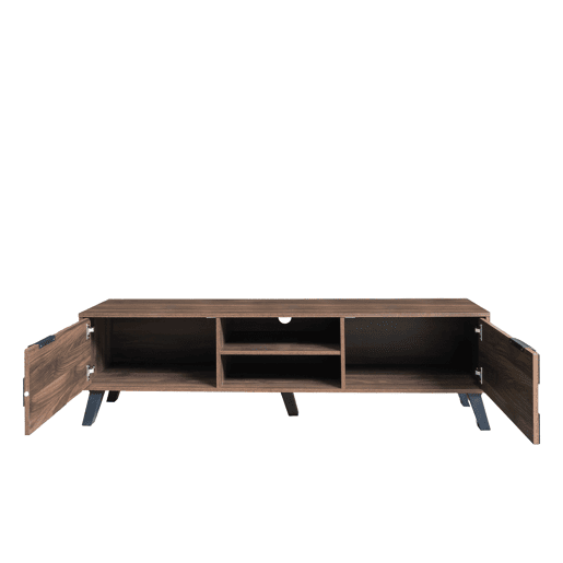 Móvel de TV 160,5x35,5 cm - 2 portas e 2 prateleiras abertas - Madeira escura