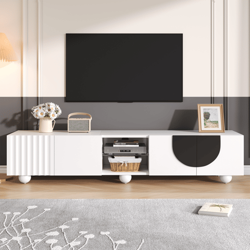 Móvel de TV 180x40 cm - design moderno, baixo, único - Branco