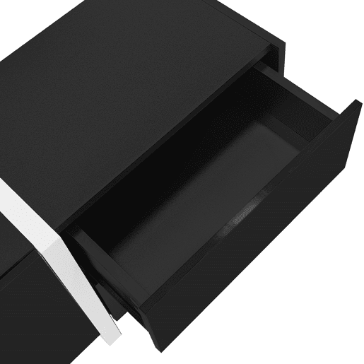 Móvel de TV baixo - com portas, gavetas e luz LED - preto e branco