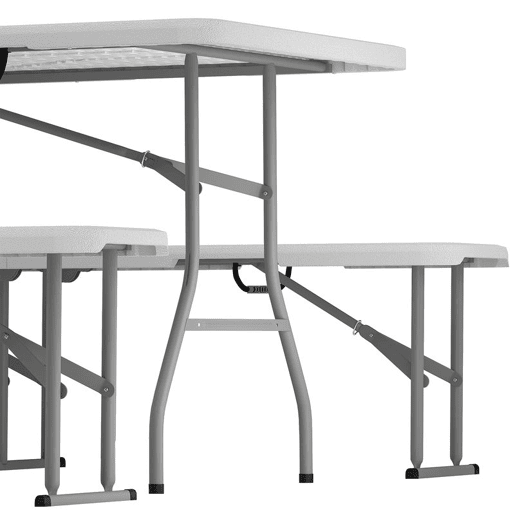 Outsunny Conjunto de Campismo Dobrável de 3 Peças Mesa de Piquenique com Bancos 180x74x74 cm Portátil Impermeável para Jardim Piquenique Branco