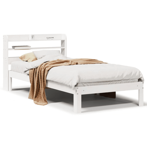 Estrutura de cama de solteiro para adultos c cabeceira 75x190 cm pinho maciço