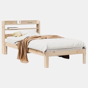Estrutura de cama de solteiro para adultos com cabeceira 90x200 cm pinho maciço