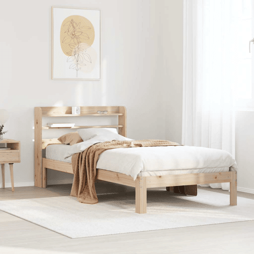 Estrutura de cama de solteiro para adultos com cabeceira 90x200 cm pinho maciço Estrutura de cama de solteiro para adultos com cabeceira 90x200 cm pinho maciço