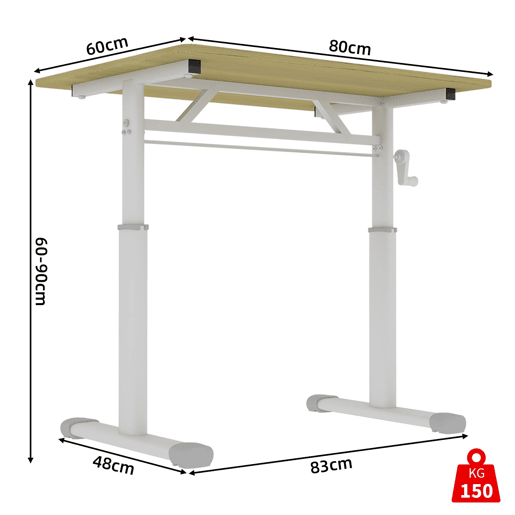 Secretária ajustável 120x60 cm - Multifuncional com altura regulável - Madeira
