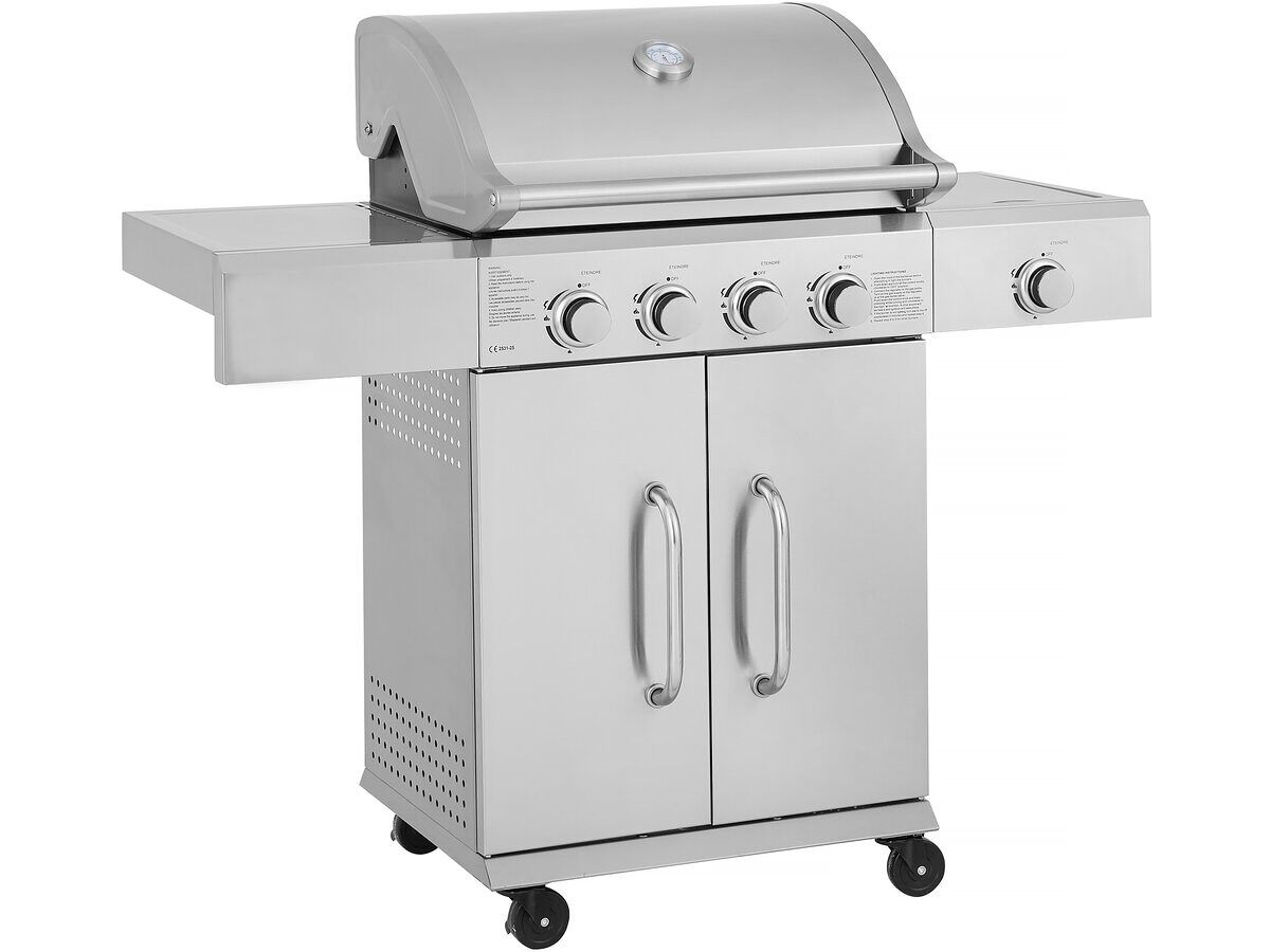Barbacoa de gas de acero inoxidable con 5 quemadores incluyendo 1