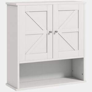 kleankin Armário de Parede para Casa de Banho Rústico com Compartimento Prateleira Ajustável 2 Portas para Cozinha Lavandaria sobre a Sanita 58x20x61,4 cm Branco
