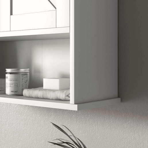 kleankin Armário de Parede para Casa de Banho Rústico com Compartimento Prateleira Ajustável 2 Portas para Cozinha Lavandaria sobre a Sanita 58x20x61,4 cm Branco