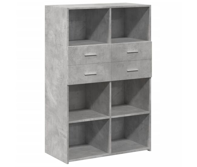 Aparador - mueble de almacenamiento de madera de ingeniería gris 80x42,5x124 cm es3266