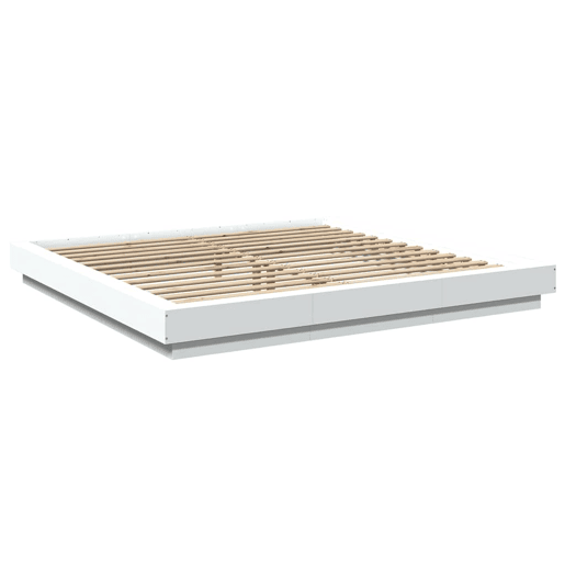 Estrutura De Cama De Casal c luzes LED - 180x200 cm derivados madeira branco