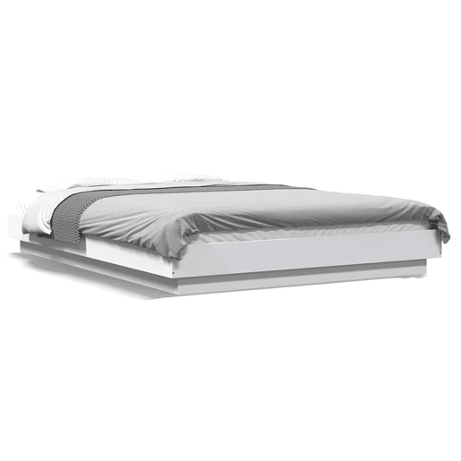 Estrutura De Cama De Casal c luzes LED - 120x190 cm derivados madeira branco