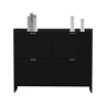 Sapateira moderna 110x90x24 cm - 4 compartimentos, prateleira livre, prateleiras abertas - Preto
