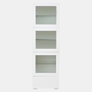 Vitrine 60x40x173 cm - Portas acrílicas, LED, 3 prateleiras de vidro, alto brilho - Branco