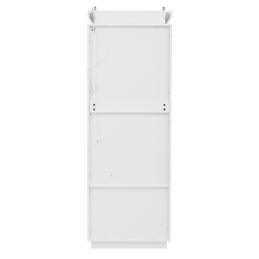 Vitrine 60x40x171 cm - Armário alto com 2 gavetas, LED, portas de vidro e abatíveis - Branco