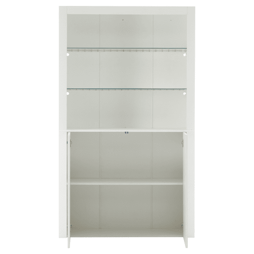 Aparador para sofá 100x35x170 cm - Armário de arrumação de alto brilho com luzes LED, vitrina com vidro temperado - Branco
