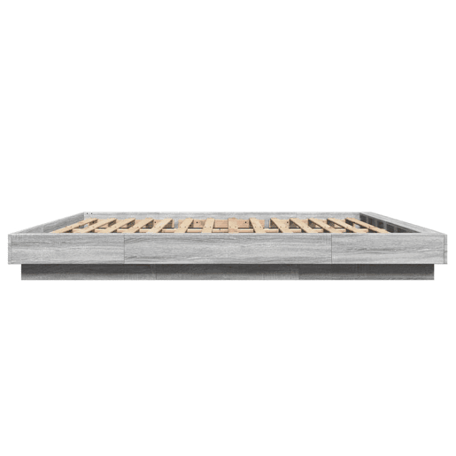 Estrutura de Cama de casal moderno c luzes LED derivados madeira cinza sonoma