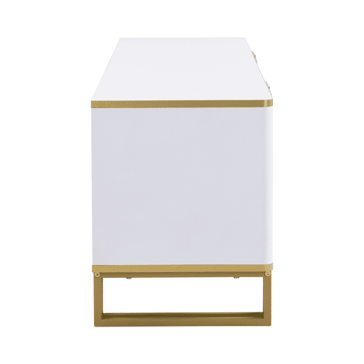Móvel de TV 160x37,5 cm - 4 portas, textura geométrica, design exclusivo - Branco
