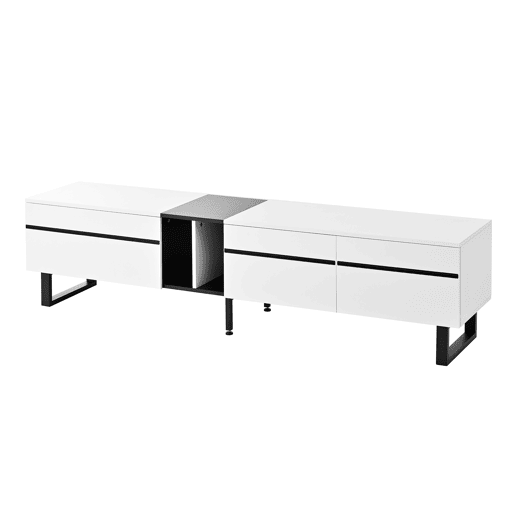 Móvel de TV 180 cm - Minimalista com portas e prateleiras abertas, grande capacidade de armazenamento - Branco