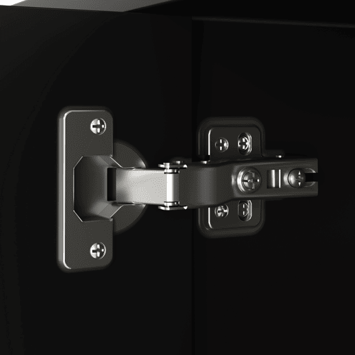 Móvel de TV Lowboard - Portas estruturadas, puxadores e pés dourados - Preto
