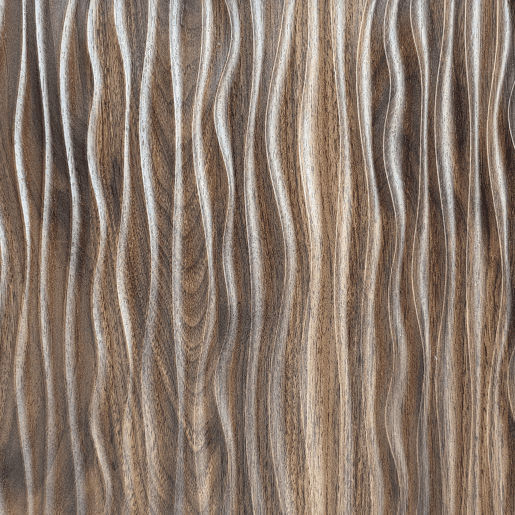 Móvel de TV - Características de portas com design ondulado e 3 gavetas - Preto e Natural