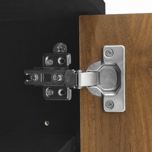 Móvel de TV - Características de portas com design ondulado e 3 gavetas - Preto e Natural