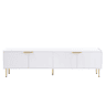 Móvel de TV 170x35x47,5 cm - Lowboard com porta estruturada, puxadores e pés dourados - Branco