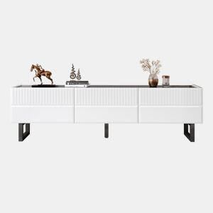 Móvel de TV 170x35 - 3 gavetas, baixo, design clássico - Branco e Preto