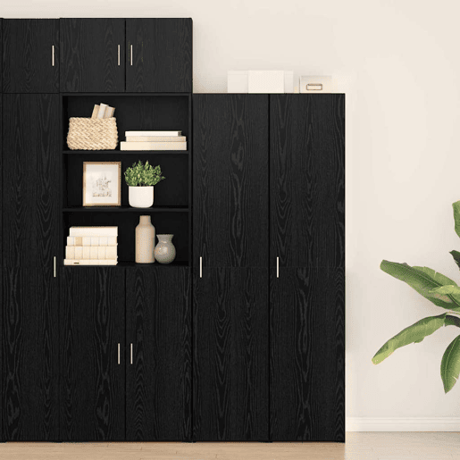 Aparador - Bufete - Móvel de apoio Carvalho Preto 40 x 42,5 x 185 cm pt1583