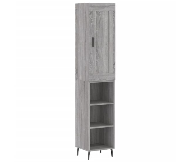 Aparador alto - mueble de almacenamiento madera contrachapada gris sonoma 34,5x34x180 cm es1043