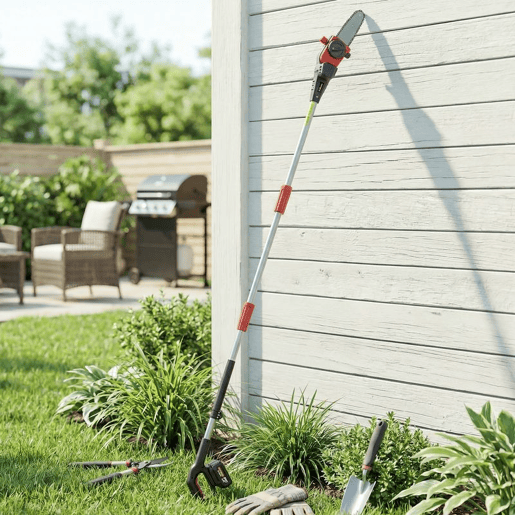 Outsunny Motosserra de Bateria Extensível 1,94-2,56 m Motosserra Elétrica com Motor de 300 W 2 Baterias de 4,0 Ah Carregador Duplo Bloqueio Lubrificação Automática Correia 6 ms para Podar Árvores