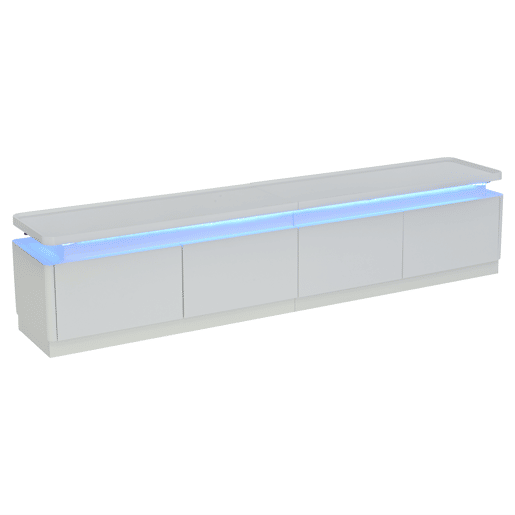 Móvel para TV 180x34x40 cm - Com 4 gavetas, LED, baixo brilho, para TV de 80 - Branco