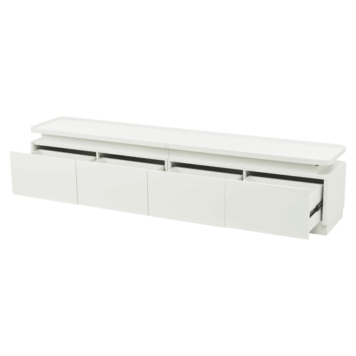 Móvel para TV 180x34x40 cm - Com 4 gavetas, LED, baixo brilho, para TV de 80 - Branco