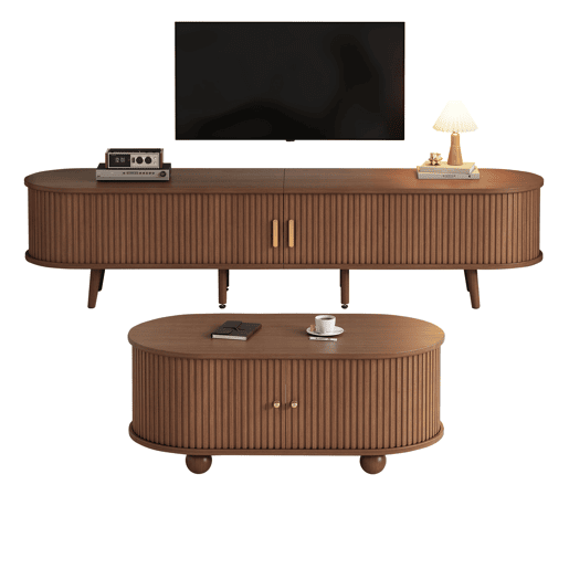 Móvel de TV 175x40x42 cm - Conjunto com arrumação e mesa de café - Nogueira Móvel de TV 175x40x42 cm - Conjunto com arrumação e mesa de café - Nogueira