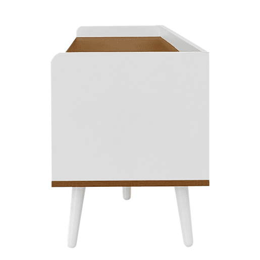 Móvel de TV 160 cm - Compacto, com 3 portas - Branco e natural Móvel de TV 160 cm - Compacto, com 3 portas - Branco e natural