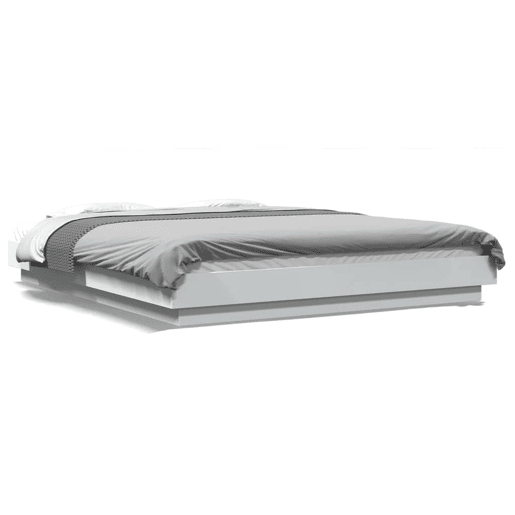 Estrutura De Cama De Casal c luzes LED - 160x200 cm derivados madeira branco